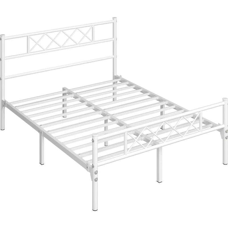 Metal Bed Frame Mattress Foundation with Slatted Bed Base