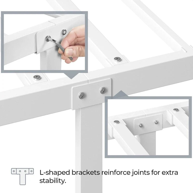 Metal Bed Frame Mattress Foundation with Slatted Bed Base