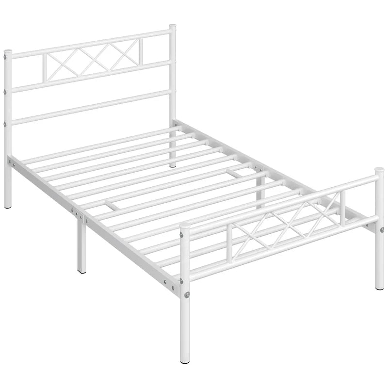Metal Bed Frame Mattress Foundation with Slatted Bed Base