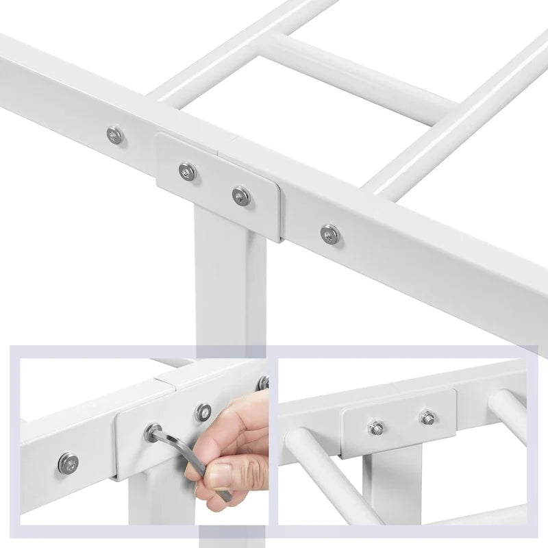 Metal Bed Frame Mattress Foundation with Slatted Bed Base