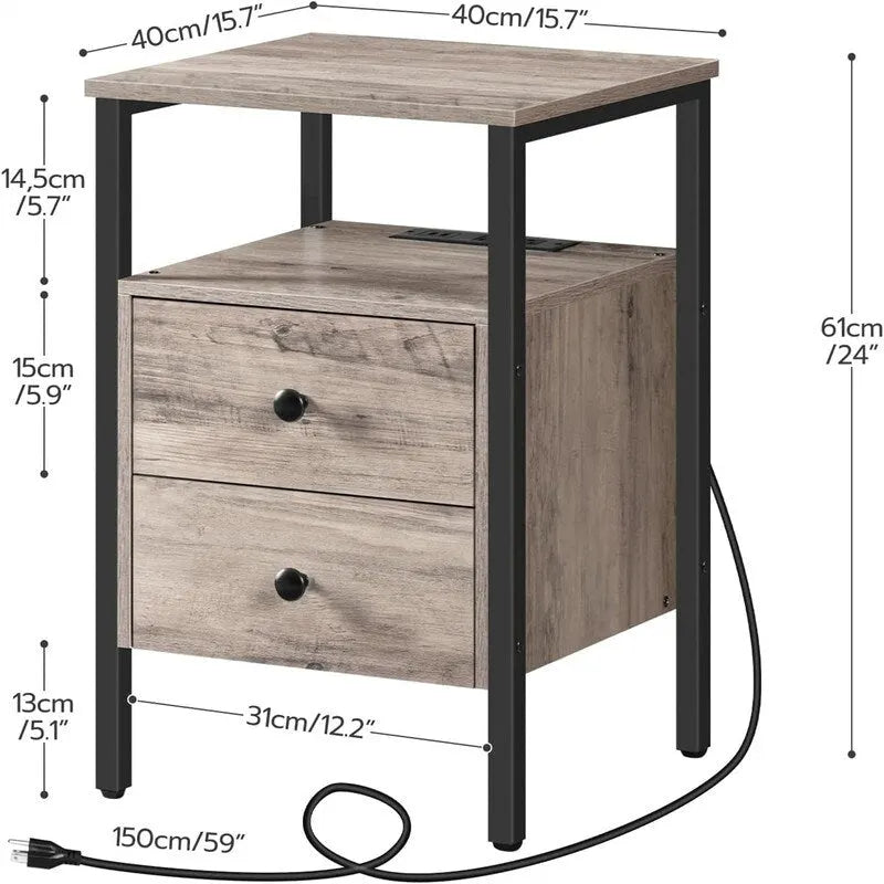Stolik pomocniczy ze stacją ładowania - 15.7D x 15.7W x 24H