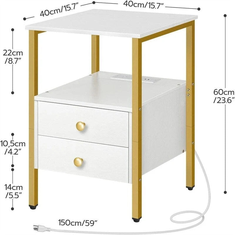 Stolik pomocniczy ze stacją ładowania - 15.7D x 15.7W x 24H