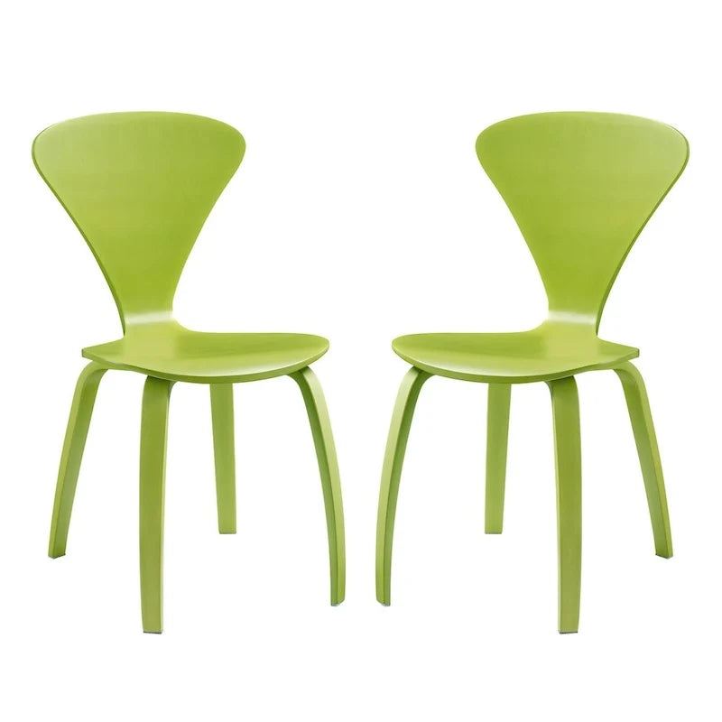 Set of 2 Modern Curved Back Dining Chair, Molded Plywood Armless Side Chair for Kitchen