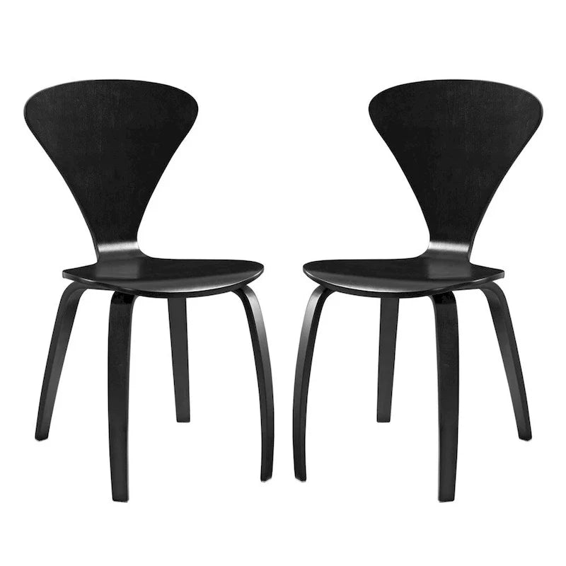 Set of 2 Modern Curved Back Dining Chair, Molded Plywood Armless Side Chair for Kitchen