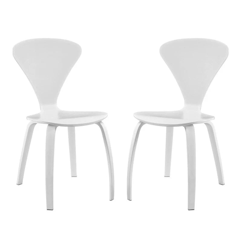 Set of 2 Modern Curved Back Dining Chair, Molded Plywood Armless Side Chair for Kitchen