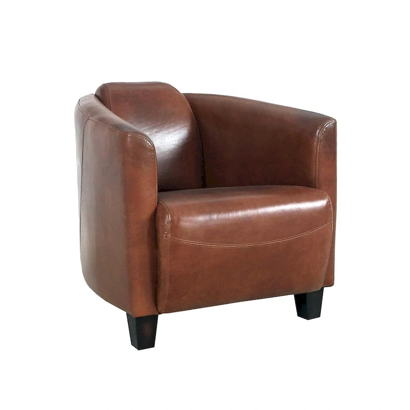 Top Grain Leather Armchair, Brown - W27.5xD30xH27