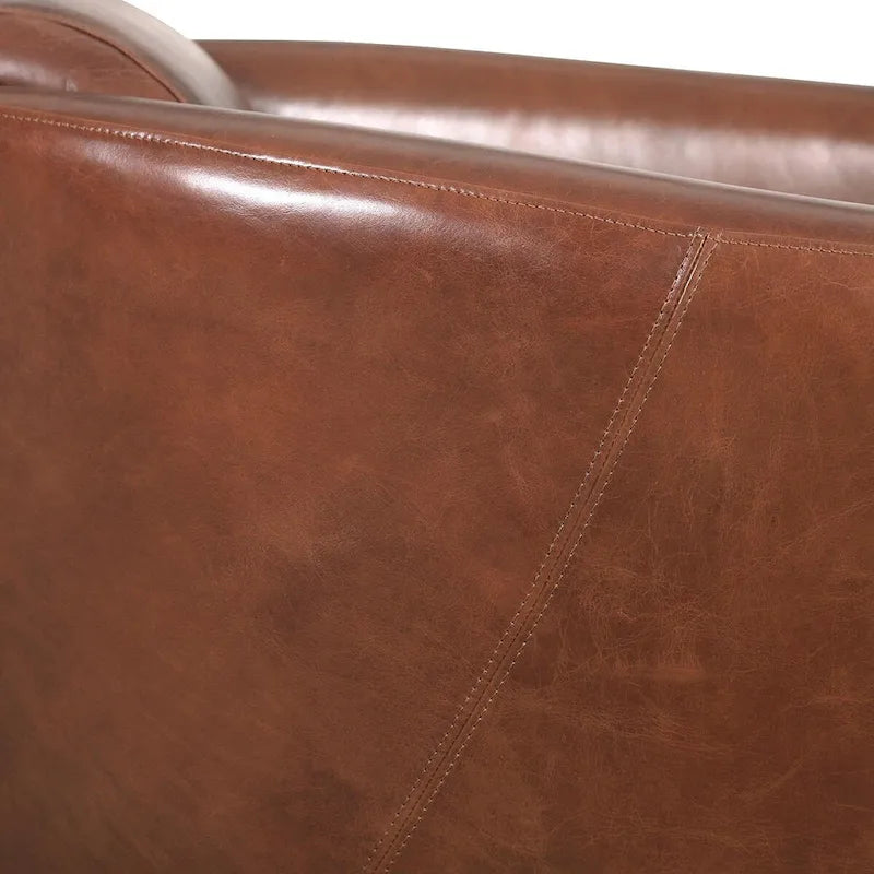 Top Grain Leather Armchair, Brown - W27.5xD30xH27
