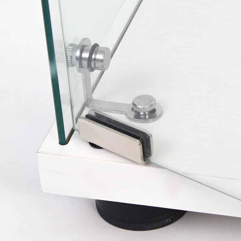 Glass Display Cabinet with 3 Shelves, One-Door Curio Cabinets, White Floor Standing Glass Bookshelf, Quick Installation