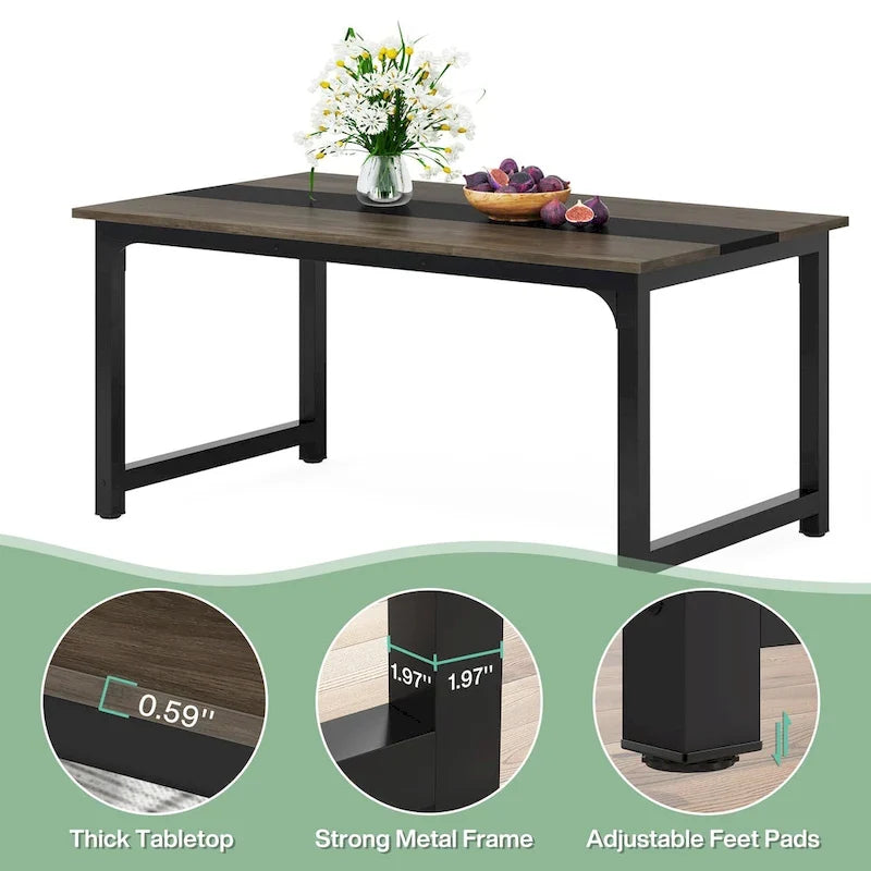 Tavolo da pranzo industriale da 63 pollici, tavolo da cucina moderno - 63 L x 31.5 W x 29.13 H