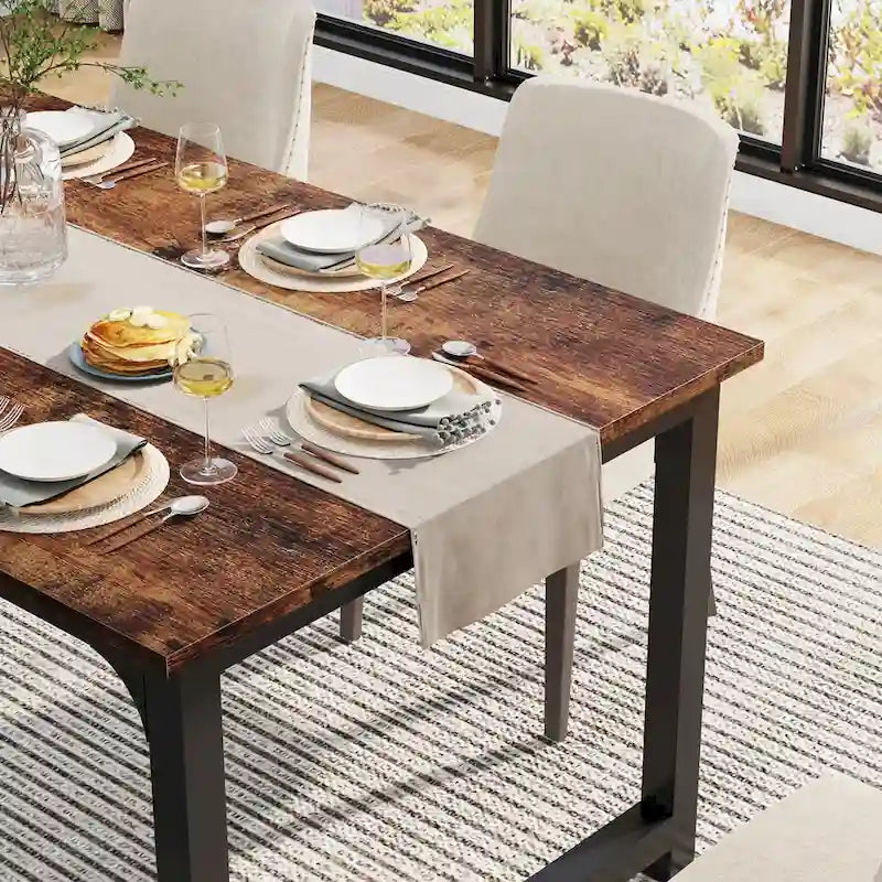 Industrialny stół do jadalni o długości 63 cali, nowoczesny stół kuchenny - 63 L x 31.5 W x 29.13 H