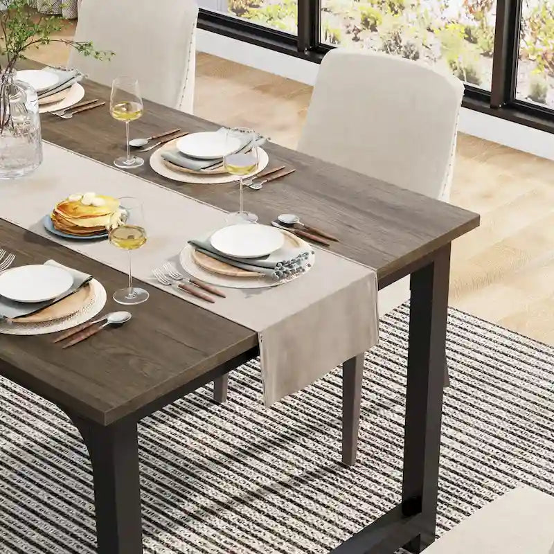 Industrialny stół do jadalni o długości 63 cali, nowoczesny stół kuchenny - 63 L x 31.5 W x 29.13 H